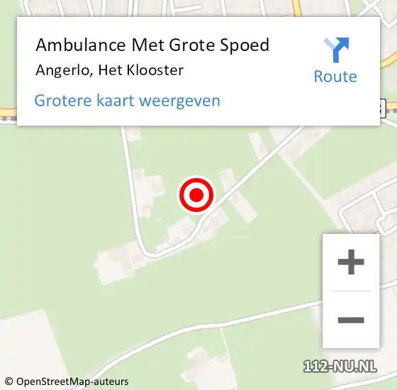 Locatie op kaart van de 112 melding: Ambulance Met Grote Spoed Naar Angerlo, Het Klooster op 24 november 2021 19:16