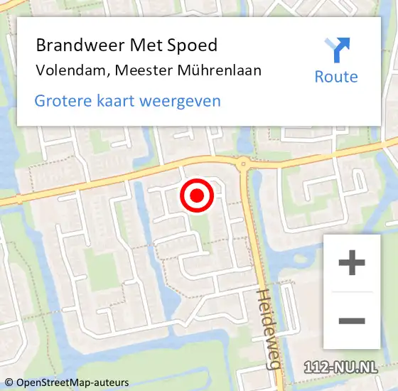 Locatie op kaart van de 112 melding: Brandweer Met Spoed Naar Volendam, Meester Mührenlaan op 24 november 2021 19:21