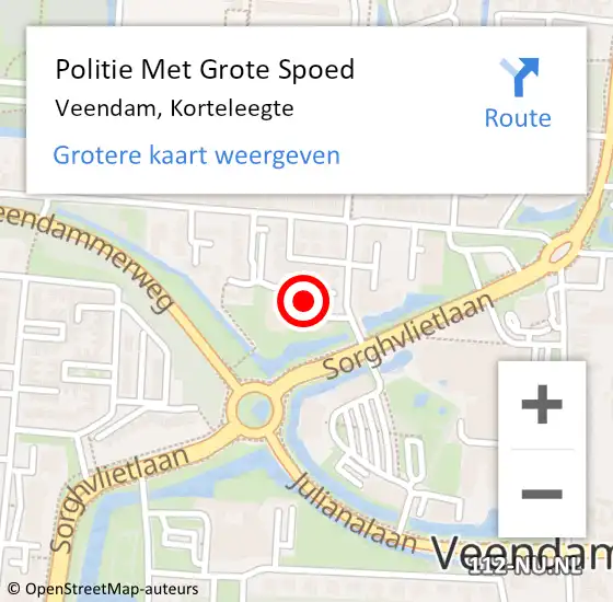 Locatie op kaart van de 112 melding: Politie Met Grote Spoed Naar Veendam, Korteleegte op 24 november 2021 19:37