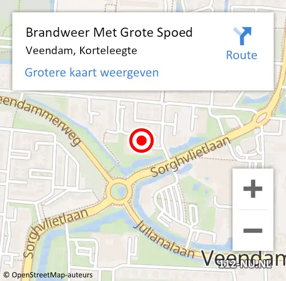 Locatie op kaart van de 112 melding: Brandweer Met Grote Spoed Naar Veendam, Korteleegte op 24 november 2021 19:38