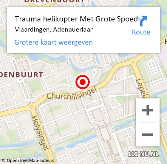 Locatie op kaart van de 112 melding: Trauma helikopter Met Grote Spoed Naar Vlaardingen, Adenauerlaan op 24 november 2021 19:44