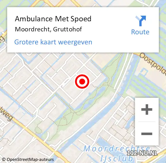 Locatie op kaart van de 112 melding: Ambulance Met Spoed Naar Moordrecht, Gruttohof op 24 november 2021 20:27