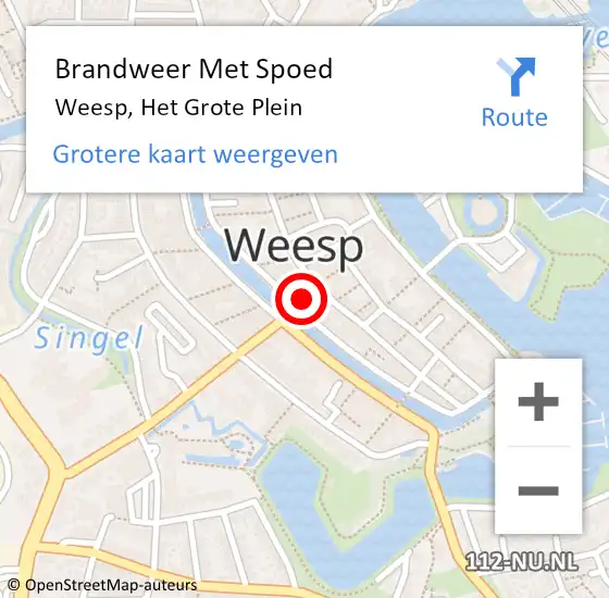 Locatie op kaart van de 112 melding: Brandweer Met Spoed Naar Weesp, Het Grote Plein op 24 november 2021 21:22