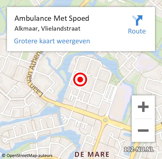 Locatie op kaart van de 112 melding: Ambulance Met Spoed Naar Alkmaar, Vlielandstraat op 25 november 2021 00:07