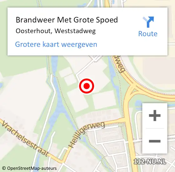 Locatie op kaart van de 112 melding: Brandweer Met Grote Spoed Naar Oosterhout, Weststadweg op 25 november 2021 00:40