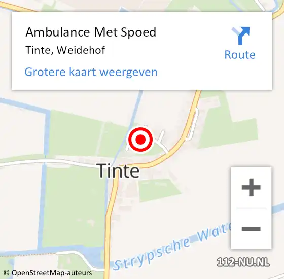 Locatie op kaart van de 112 melding: Ambulance Met Spoed Naar Tinte, Weidehof op 25 november 2021 01:09