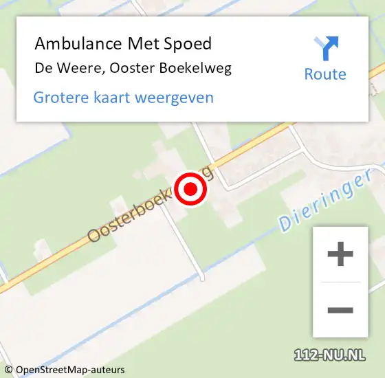 Locatie op kaart van de 112 melding: Ambulance Met Spoed Naar De Weere, Ooster Boekelweg op 25 november 2021 02:19