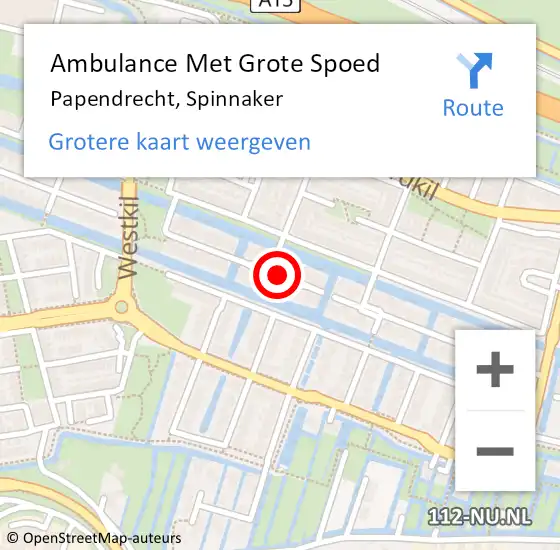 Locatie op kaart van de 112 melding: Ambulance Met Grote Spoed Naar Papendrecht, Spinnaker op 25 november 2021 02:59