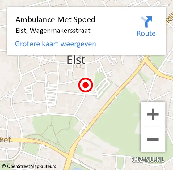 Locatie op kaart van de 112 melding: Ambulance Met Spoed Naar Elst, Wagenmakersstraat op 25 november 2021 03:33