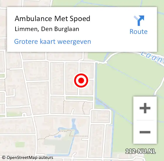 Locatie op kaart van de 112 melding: Ambulance Met Spoed Naar Limmen, Den Burglaan op 25 november 2021 05:31