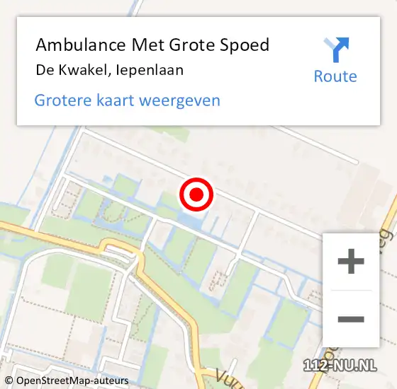 Locatie op kaart van de 112 melding: Ambulance Met Grote Spoed Naar De Kwakel, Iepenlaan op 25 november 2021 06:08