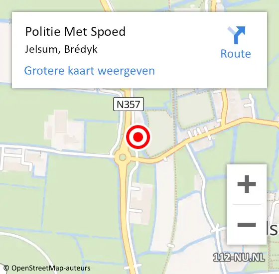 Locatie op kaart van de 112 melding: Politie Met Spoed Naar Jelsum, Brédyk op 25 november 2021 06:09