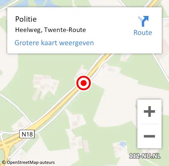 Locatie op kaart van de 112 melding: Politie Heelweg, Twente-Route op 25 november 2021 06:51