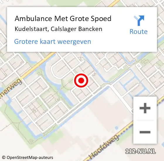 Locatie op kaart van de 112 melding: Ambulance Met Grote Spoed Naar Kudelstaart, Calslager Bancken op 25 november 2021 07:06