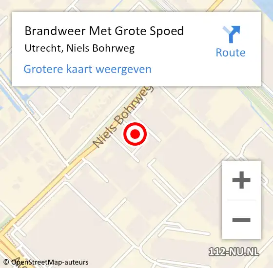 Locatie op kaart van de 112 melding: Brandweer Met Grote Spoed Naar Utrecht, Niels Bohrweg op 25 november 2021 07:22