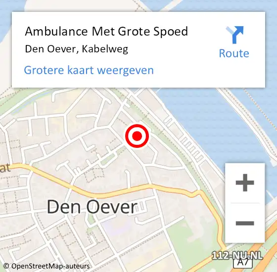 Locatie op kaart van de 112 melding: Ambulance Met Grote Spoed Naar Den Oever, Kabelweg op 30 juni 2014 12:53