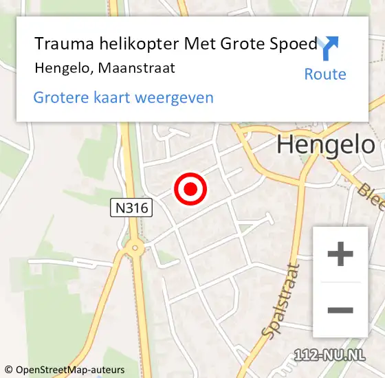 Locatie op kaart van de 112 melding: Trauma helikopter Met Grote Spoed Naar Hengelo, Maanstraat op 25 november 2021 07:42