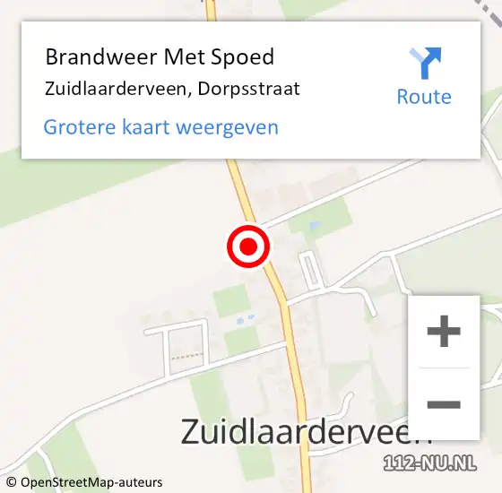 Locatie op kaart van de 112 melding: Brandweer Met Spoed Naar Zuidlaarderveen, Dorpsstraat op 25 november 2021 08:03