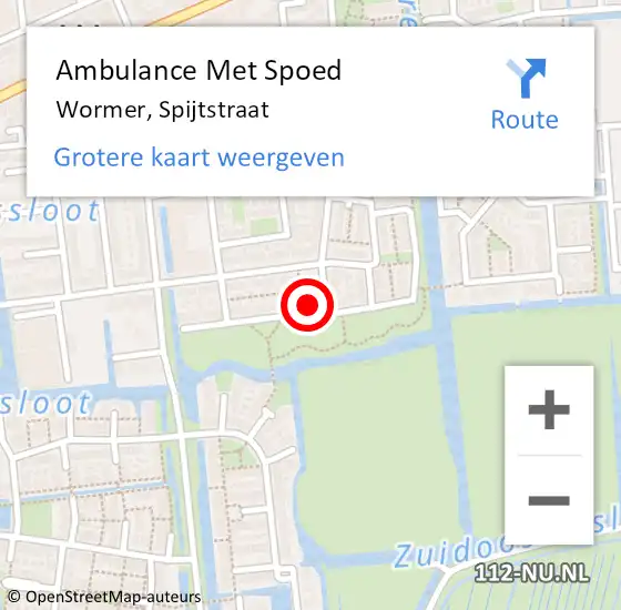 Locatie op kaart van de 112 melding: Ambulance Met Spoed Naar Wormer, Spijtstraat op 25 november 2021 08:04