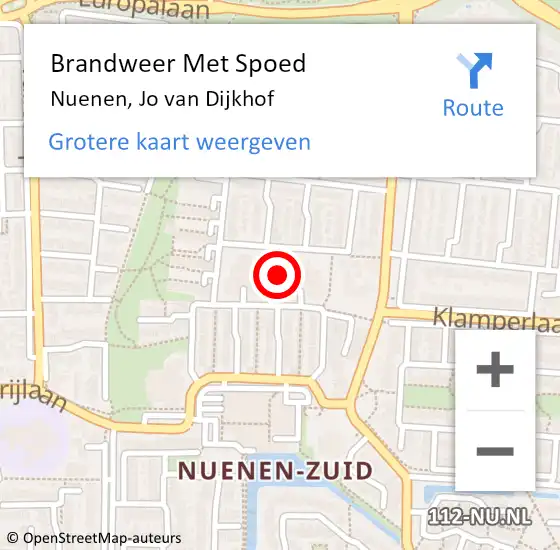 Locatie op kaart van de 112 melding: Brandweer Met Spoed Naar Nuenen, Jo van Dijkhof op 25 november 2021 08:15