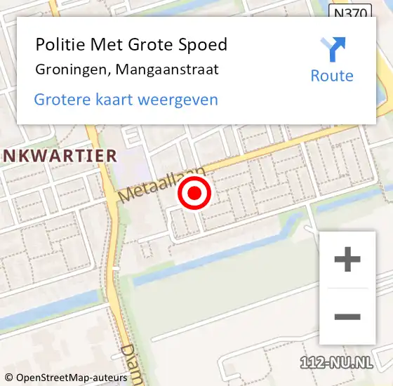 Locatie op kaart van de 112 melding: Politie Met Grote Spoed Naar Groningen, Mangaanstraat op 25 november 2021 08:28