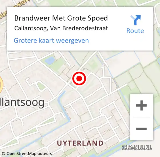 Locatie op kaart van de 112 melding: Brandweer Met Grote Spoed Naar Callantsoog, Van Brederodestraat op 25 november 2021 08:51