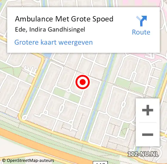 Locatie op kaart van de 112 melding: Ambulance Met Grote Spoed Naar Ede, Indira Gandhisingel op 25 november 2021 08:54
