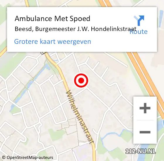 Locatie op kaart van de 112 melding: Ambulance Met Spoed Naar Beesd, Burgemeester J.W. Hondelinkstraat op 25 november 2021 09:11