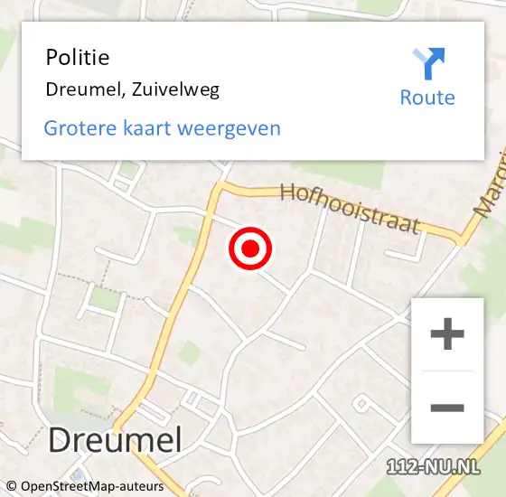 Locatie op kaart van de 112 melding: Politie Dreumel, Zuivelweg op 25 november 2021 09:20