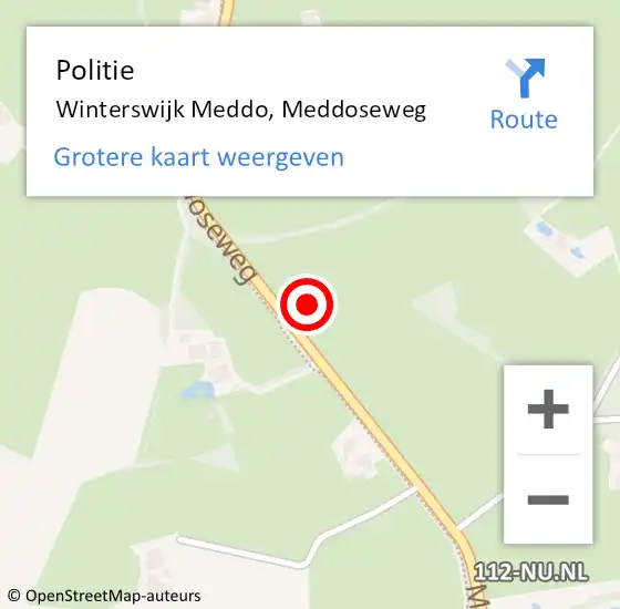 Locatie op kaart van de 112 melding: Politie Winterswijk Meddo, Meddoseweg op 25 november 2021 09:37