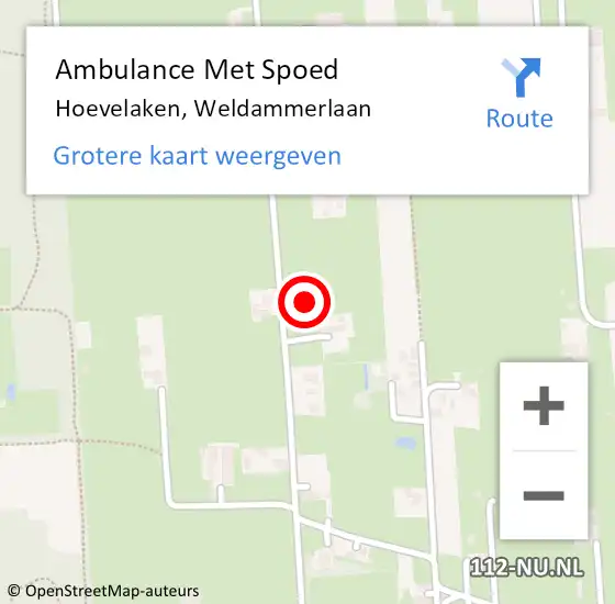 Locatie op kaart van de 112 melding: Ambulance Met Spoed Naar Hoevelaken, Weldammerlaan op 25 november 2021 09:41