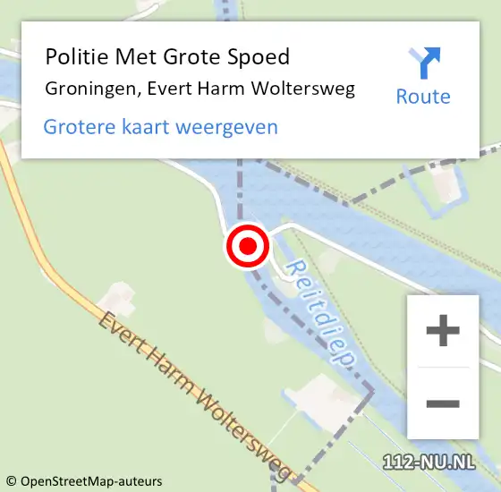 Locatie op kaart van de 112 melding: Politie Met Grote Spoed Naar Groningen, Evert Harm Woltersweg op 25 november 2021 09:54