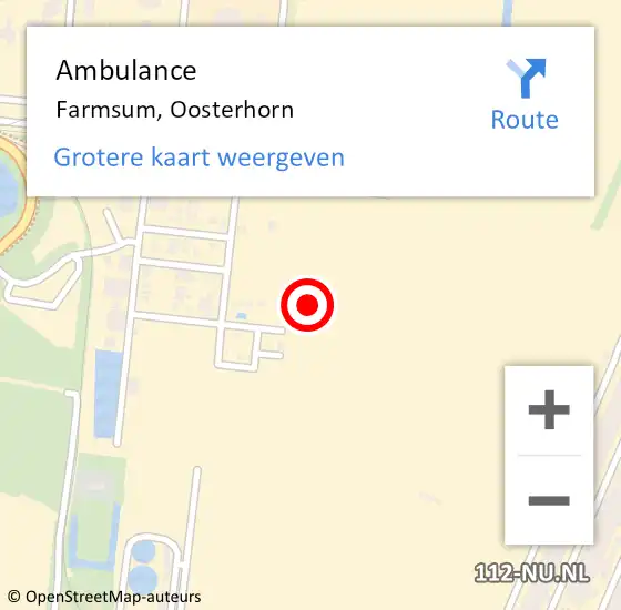 Locatie op kaart van de 112 melding: Ambulance Farmsum, Oosterhorn op 25 november 2021 09:59