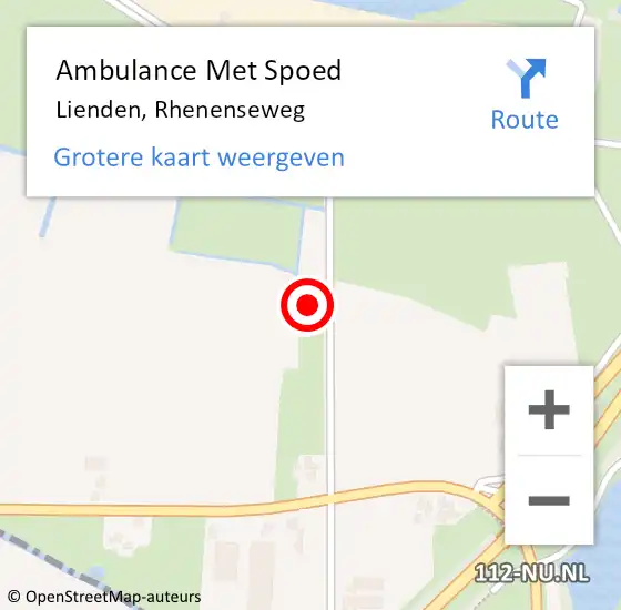 Locatie op kaart van de 112 melding: Ambulance Met Spoed Naar Lienden, Rhenenseweg op 25 november 2021 10:02