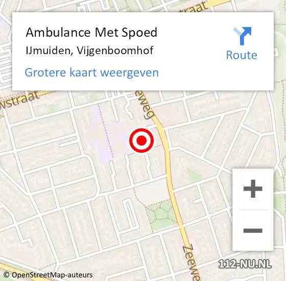 Locatie op kaart van de 112 melding: Ambulance Met Spoed Naar IJmuiden, Vijgenboomhof op 25 november 2021 10:20