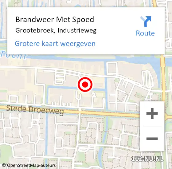 Locatie op kaart van de 112 melding: Brandweer Met Spoed Naar Grootebroek, Industrieweg op 25 november 2021 10:44