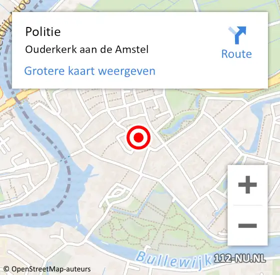 Locatie op kaart van de 112 melding: Politie Ouderkerk aan de Amstel op 25 november 2021 10:46