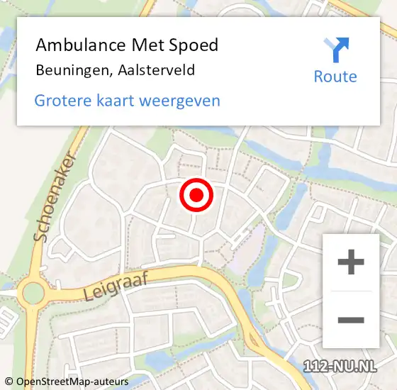 Locatie op kaart van de 112 melding: Ambulance Met Spoed Naar Beuningen, Aalsterveld op 25 november 2021 10:54