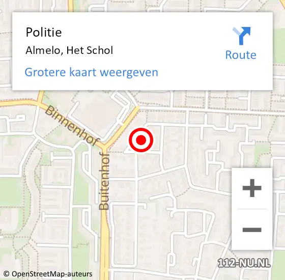 Locatie op kaart van de 112 melding: Politie Almelo, Het Schol op 25 november 2021 10:58