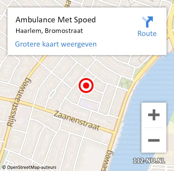 Locatie op kaart van de 112 melding: Ambulance Met Spoed Naar Haarlem, Bromostraat op 25 november 2021 11:04