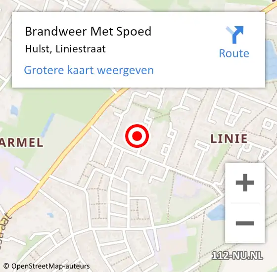Locatie op kaart van de 112 melding: Brandweer Met Spoed Naar Hulst, Liniestraat op 25 november 2021 11:06