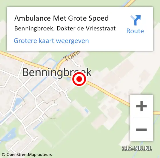 Locatie op kaart van de 112 melding: Ambulance Met Grote Spoed Naar Benningbroek, Dokter de Vriesstraat op 25 november 2021 11:22