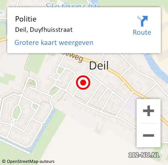 Locatie op kaart van de 112 melding: Politie Deil, Duyfhuisstraat op 25 november 2021 11:33