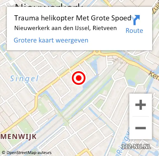 Locatie op kaart van de 112 melding: Trauma helikopter Met Grote Spoed Naar Nieuwerkerk aan den IJssel, Rietveen op 25 november 2021 11:38