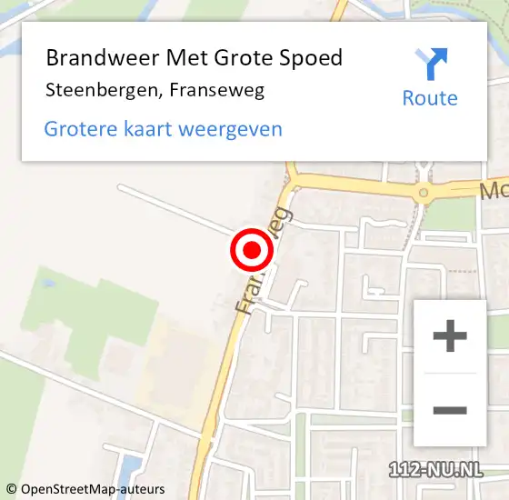 Locatie op kaart van de 112 melding: Brandweer Met Grote Spoed Naar Steenbergen, Franseweg op 25 november 2021 11:42