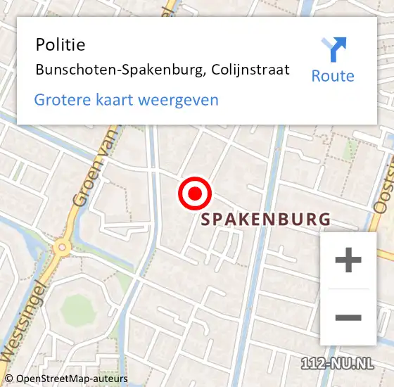 Locatie op kaart van de 112 melding: Politie Bunschoten-Spakenburg, Colijnstraat op 25 november 2021 11:46
