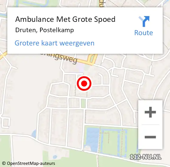 Locatie op kaart van de 112 melding: Ambulance Met Grote Spoed Naar Druten, Postelkamp op 25 november 2021 11:47
