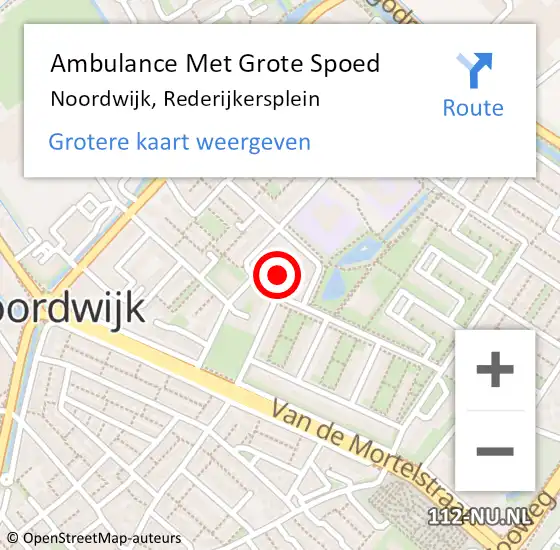Locatie op kaart van de 112 melding: Ambulance Met Grote Spoed Naar Noordwijk, Rederijkersplein op 25 november 2021 11:54