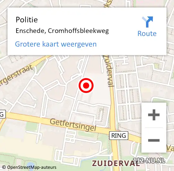 Locatie op kaart van de 112 melding: Politie Enschede, Cromhoffsbleekweg op 25 november 2021 12:10