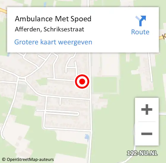 Locatie op kaart van de 112 melding: Ambulance Met Spoed Naar Afferden, Schriksestraat op 25 november 2021 12:16